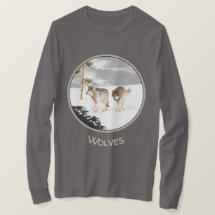 Wolves in Snow Painting - Original Wildlife Art T-Shirt