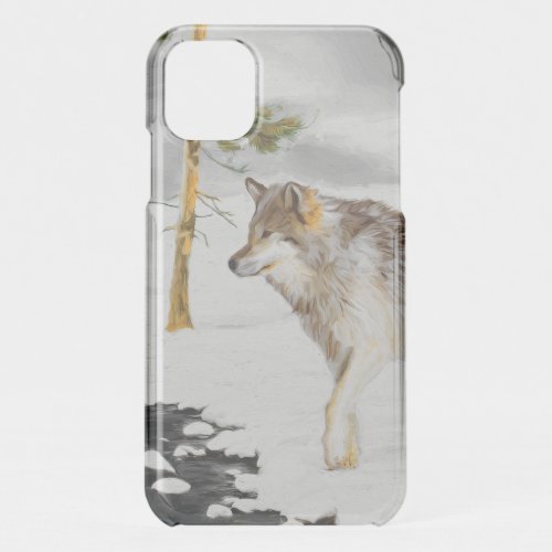 Wolves in Snow Painting _ Original Wildlife Art iPhone 11 Case
