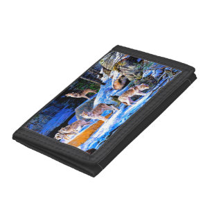 Wolves in snow painting trifold wallet