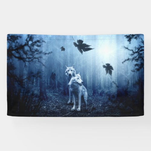 Wolves in the Forest at Dawn Banner