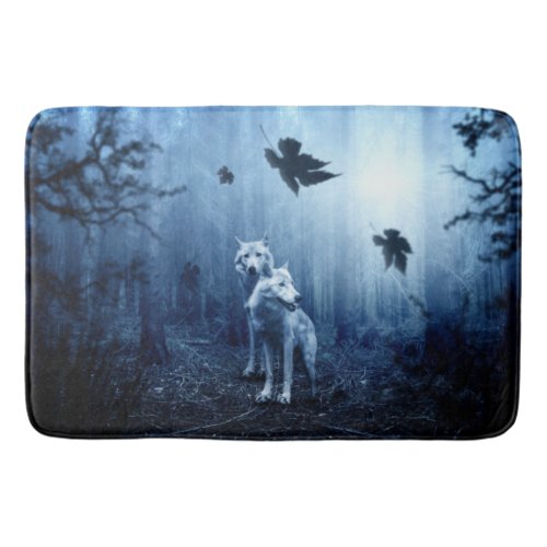 Wolves in the Forest at Dawn Bath Mat