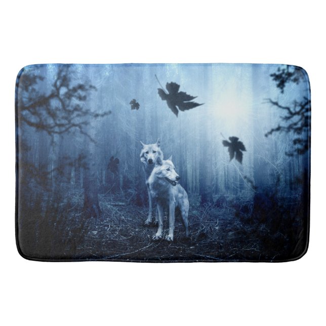Wolves in the Forest at Dawn Bath Mat (Front)