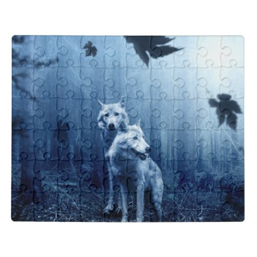 Wolves in the Forest at Dawn Jigsaw Puzzle