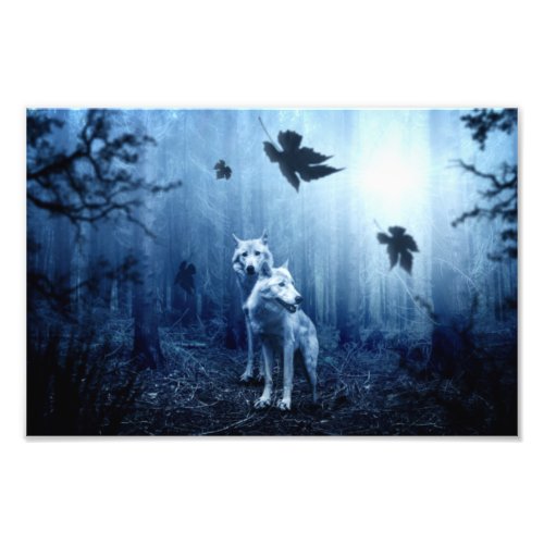 Wolves in the Forest at Dawn Photo Print