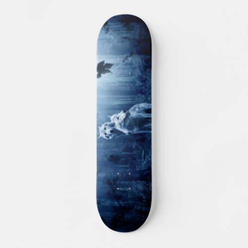 Wolves in the Forest at Dawn Skateboard