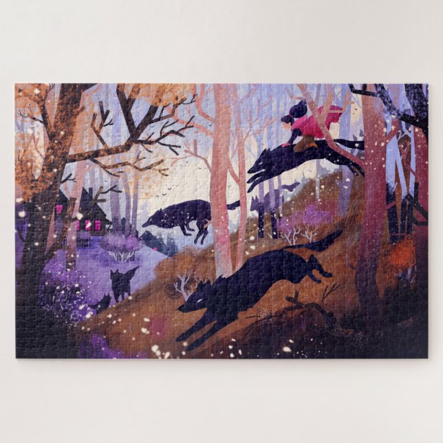Wolves in the forest jigsaw puzzle (Horizontal)