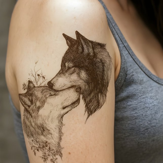 Wolves, lock and heart, love line art  temporary tattoos (Creator Uploaded)