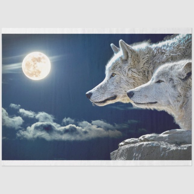 Wolves Midnight Moon Tissue Paper (Front)