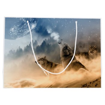 Wolves Moon Fog Nature Scenery Large Gift Bag by biutiful at Zazzle
