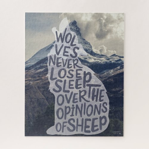 Wolves Mountain Scene Quote _ GraphicLoveShop Jigsaw Puzzle