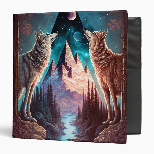 Wolves Mountain Visionary Fantasy Art 3 Ring Binder (Front/Inside)