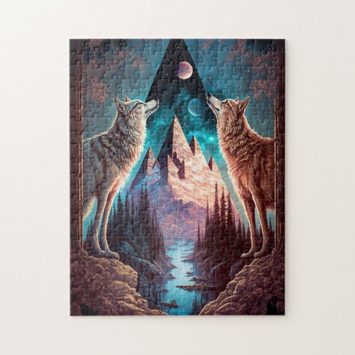 Wolves Mountain Visionary Fantasy Art Jigsaw Puzzle