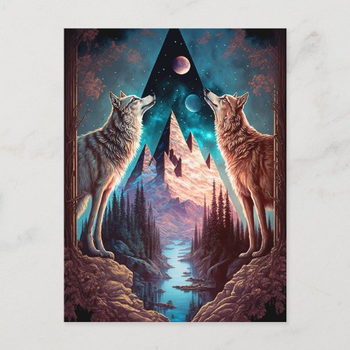 Wolves Mountain Visionary Fantasy Art Postcard