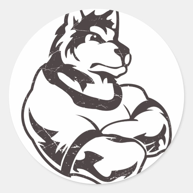 Wolves or Wolf Mascot Classic Round Sticker (Front)