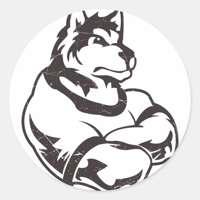 Wolves or Wolf Mascot Classic Round Sticker (Front)