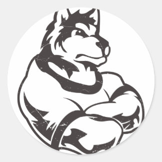 Wolves or Wolf Mascot Classic Round Sticker
