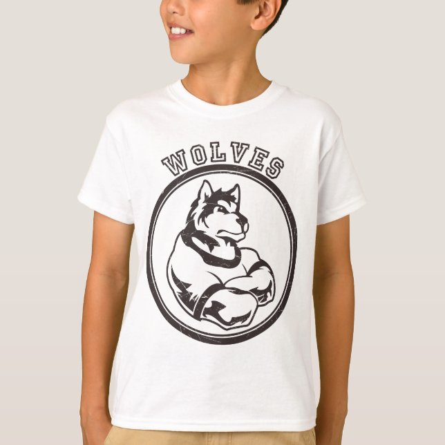 Wolves or Wolf Mascot T-Shirt (Front)