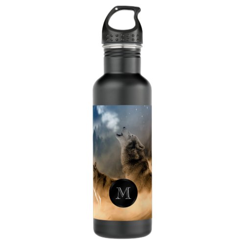 Wolves Photo Monogram  Stainless Steel Water Bottle