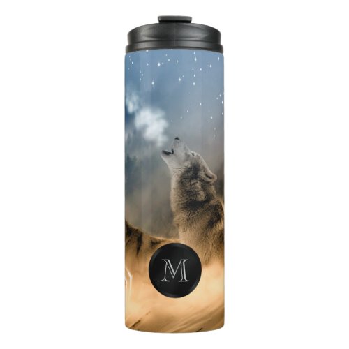 Wolves Photo Monogram  Thermal Tumbler