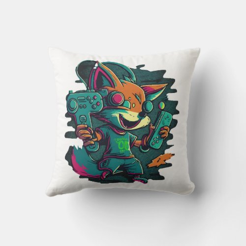 Wolves play games throw pillow
