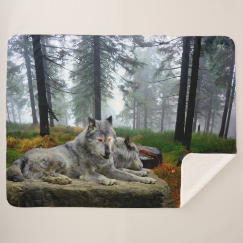 Wolves Sherpa Blanket