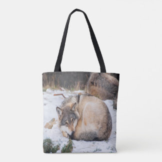 Wolves sleeping tote bag
