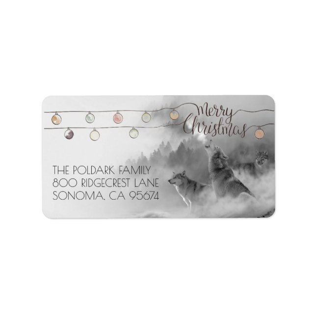 Wolves Snow Wilderness Holiday Return Address Label (Front)