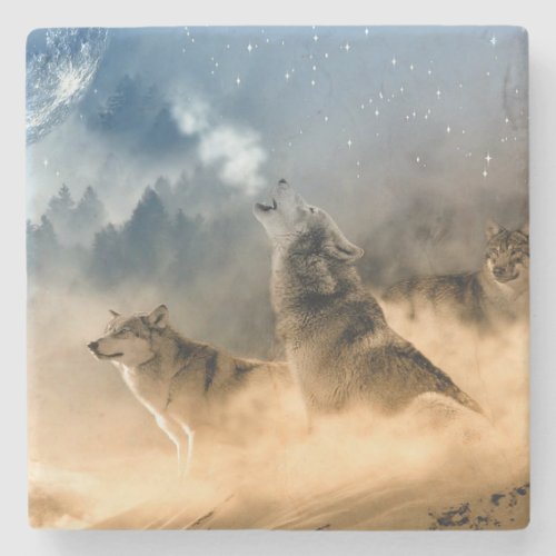 Wolves Stone Coaster