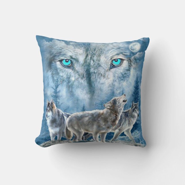Wolves Throw Pillow (Front)