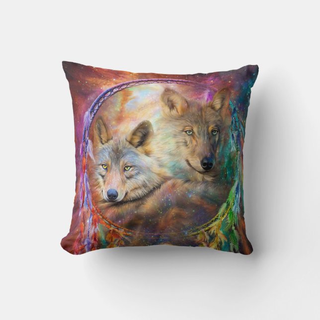 Wolves Throw Pillow (Front)