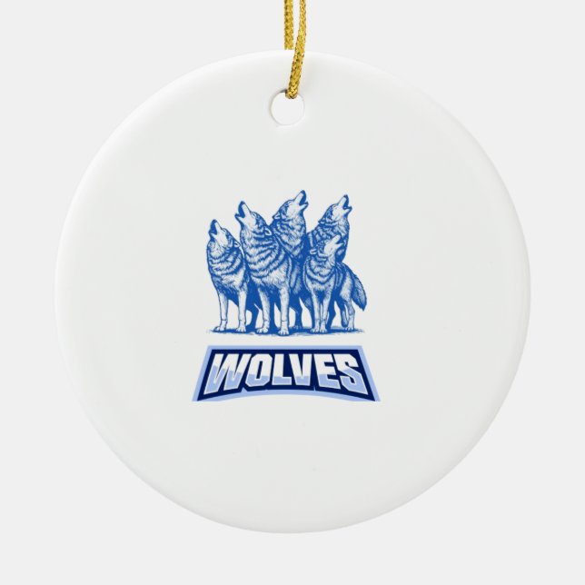 Wolves Throw Pillow  Ceramic Ornament (Front)