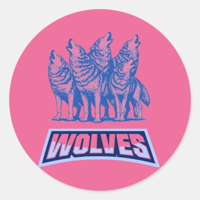 Wolves Throw Pillow  Classic Round Sticker (Front)