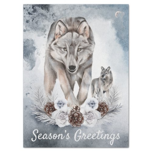 Wolves Watercolor Winter Christmas Tissue Paper