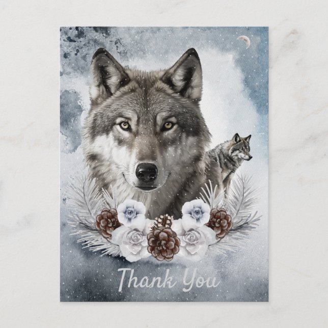 Wolves Watercolor Winter Postcard (Front)