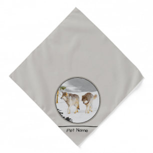 Wolves Winter Snow Painting Original Wildlife Art Bandana