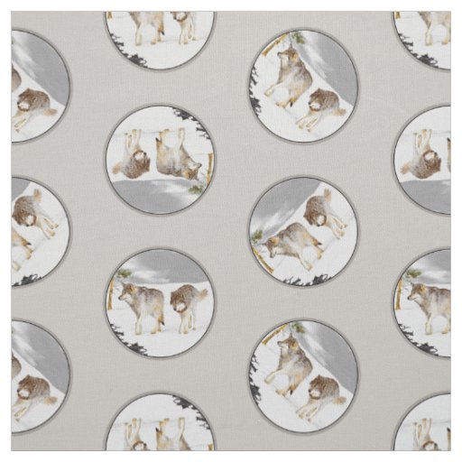 Wolves Winter Snow Painting Original Wildlife Art Fabric