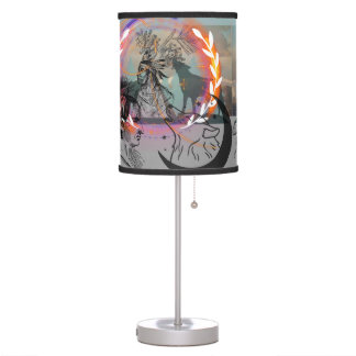 Wolves with American Indians Table Lamp