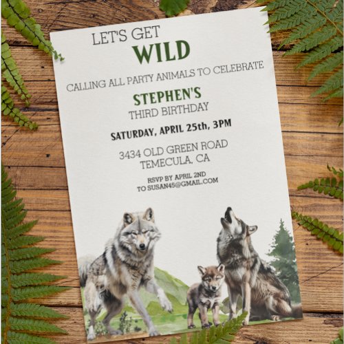 Wolves Wolf Cup Puppy Wild Birthday  Invitation