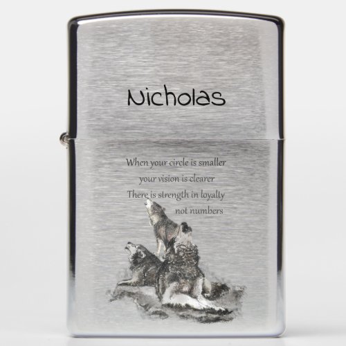 Wolves Wolf Inspirational Quote Custom Name Zippo Lighter