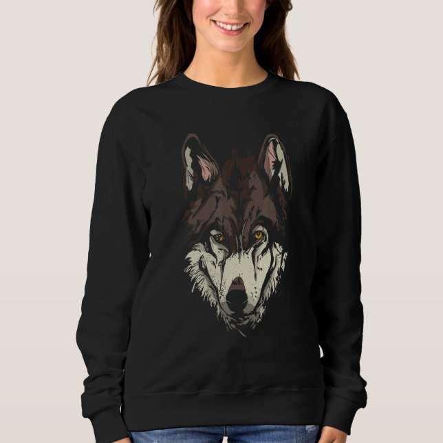Wolves Zoo Animals Head Face Wolf Sweatshirt (Front)