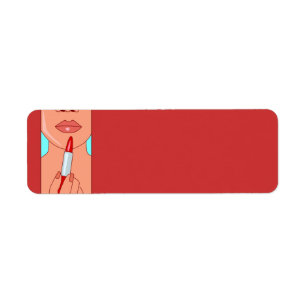 woman716 WOMAN RED LIPSTICK FASHION STYLE SALON BE Label