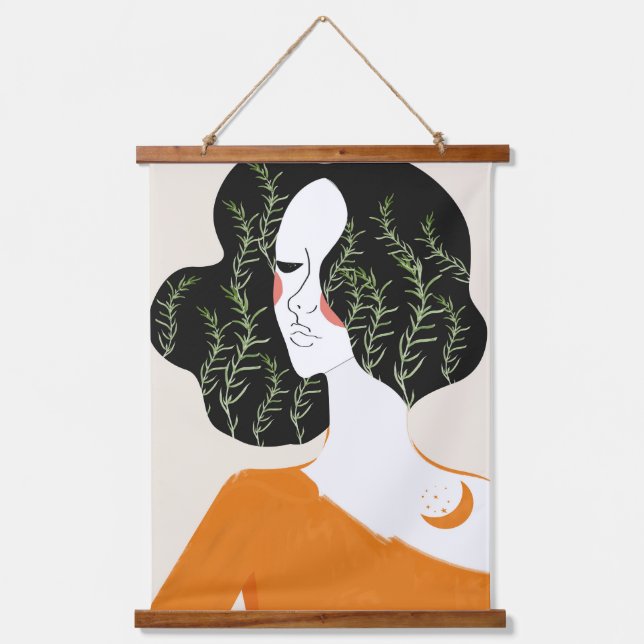 Woman Abstract Minimal Wall Art Print Rustic (Front)