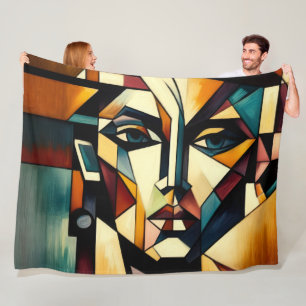  Woman Abstract Modern Painting Fleece Blanket