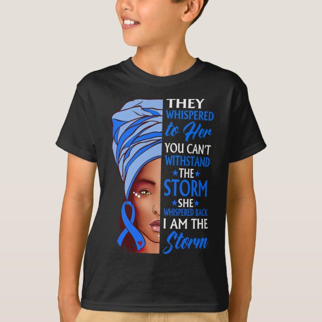 Woman Afro I Am The Storm Ataxia Awareness Ribbon  T-Shirt (Front)
