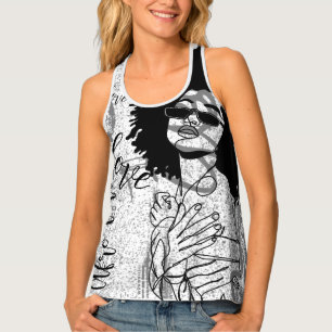 Woman Afro love graffiti Tank Top