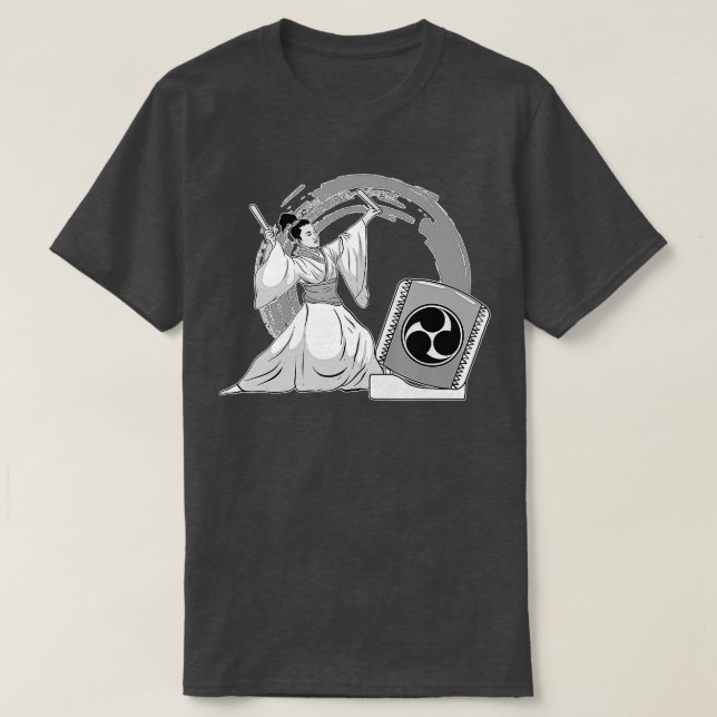 Woman aiko Drummer Mitsudomoe Illustration T-Shirt (Design Front)