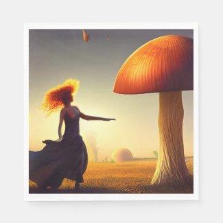 Woman and a Huge Mushroom