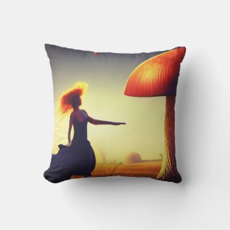 Woman and a  Huge Mushroom