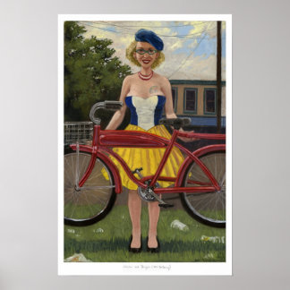 Woman and Bicycle (After De Kooning) Poster
