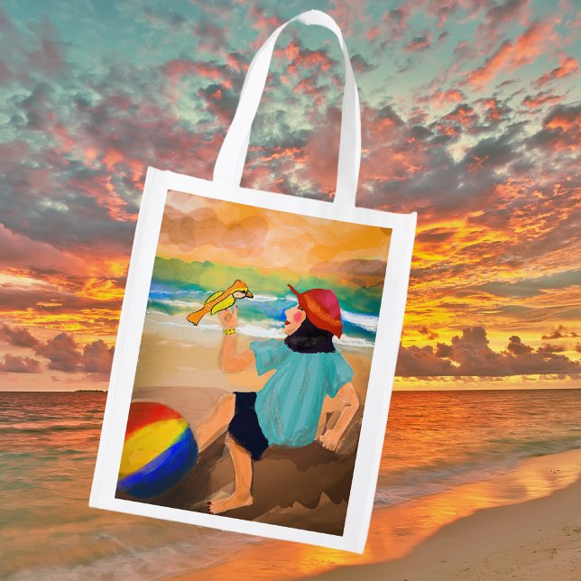 Woman and Bird Trending Nature Grocery Bag (Creator Uploaded)